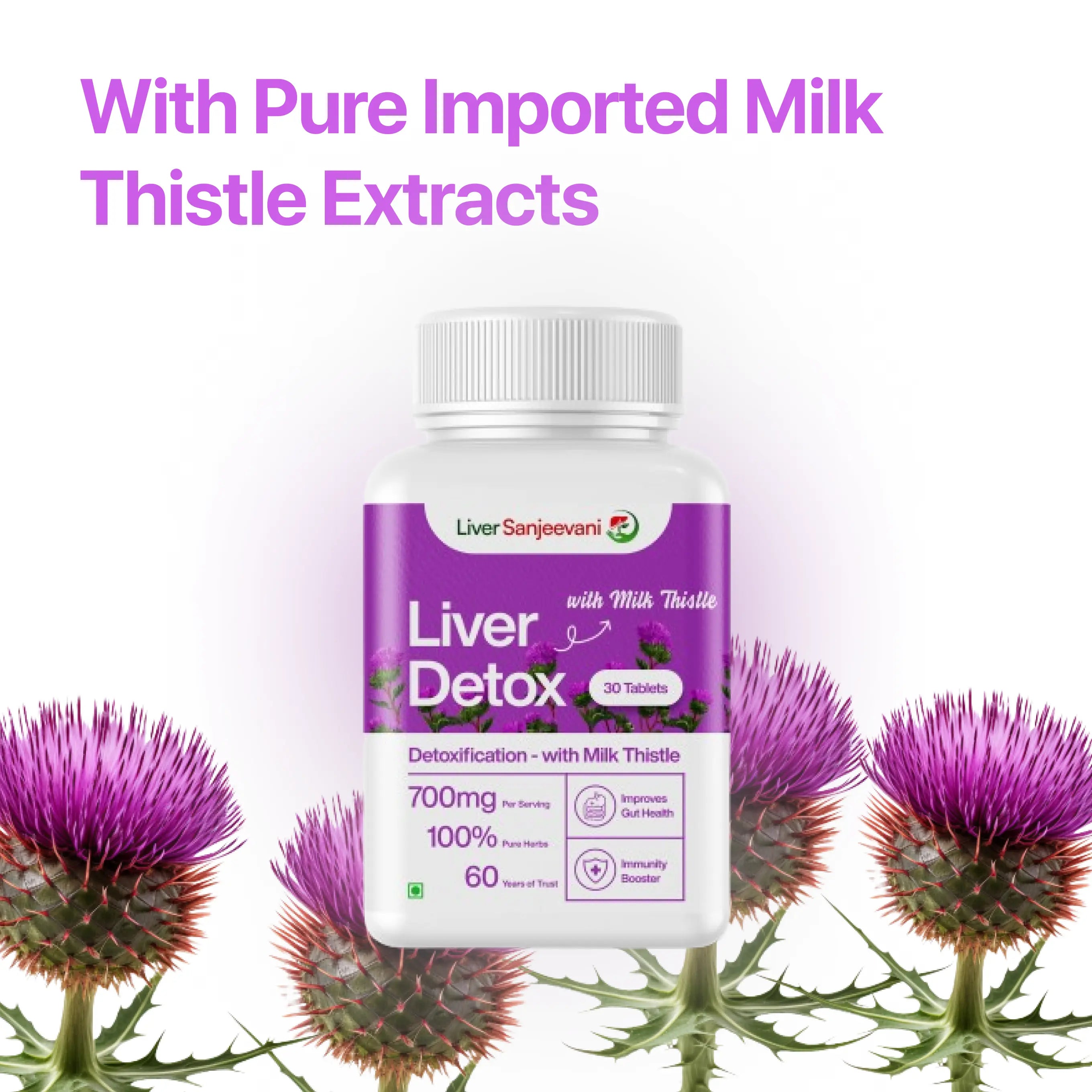 Liver Sanjeevani Liver Detox with Milk Thistle 650mg Extract with 12 Pure Ayurvedic Herbs | INDIA ONLY