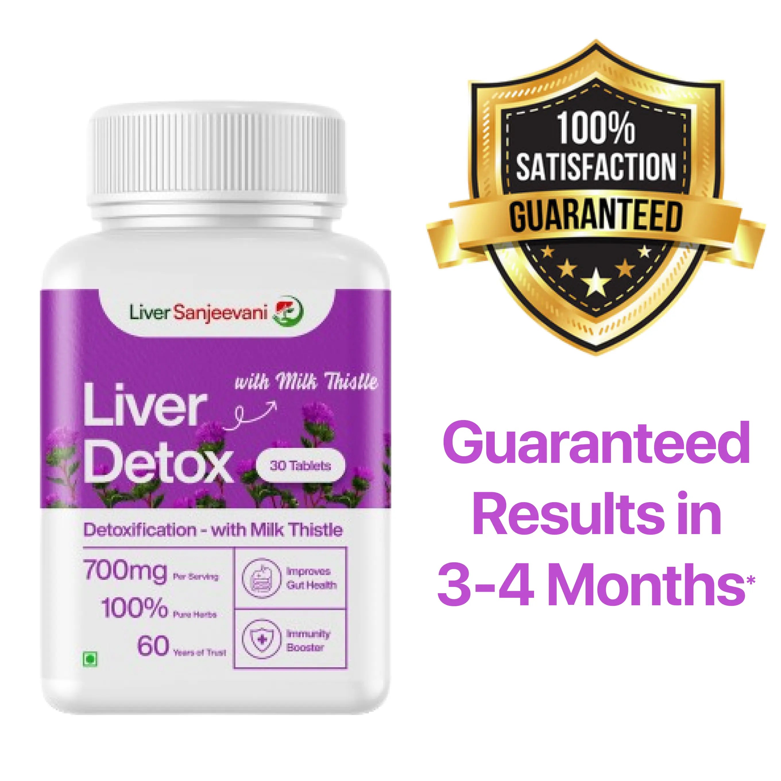 Liver Sanjeevani Liver Detox with Milk Thistle 650mg Extract with 12 Pure Ayurvedic Herbs | INDIA ONLY