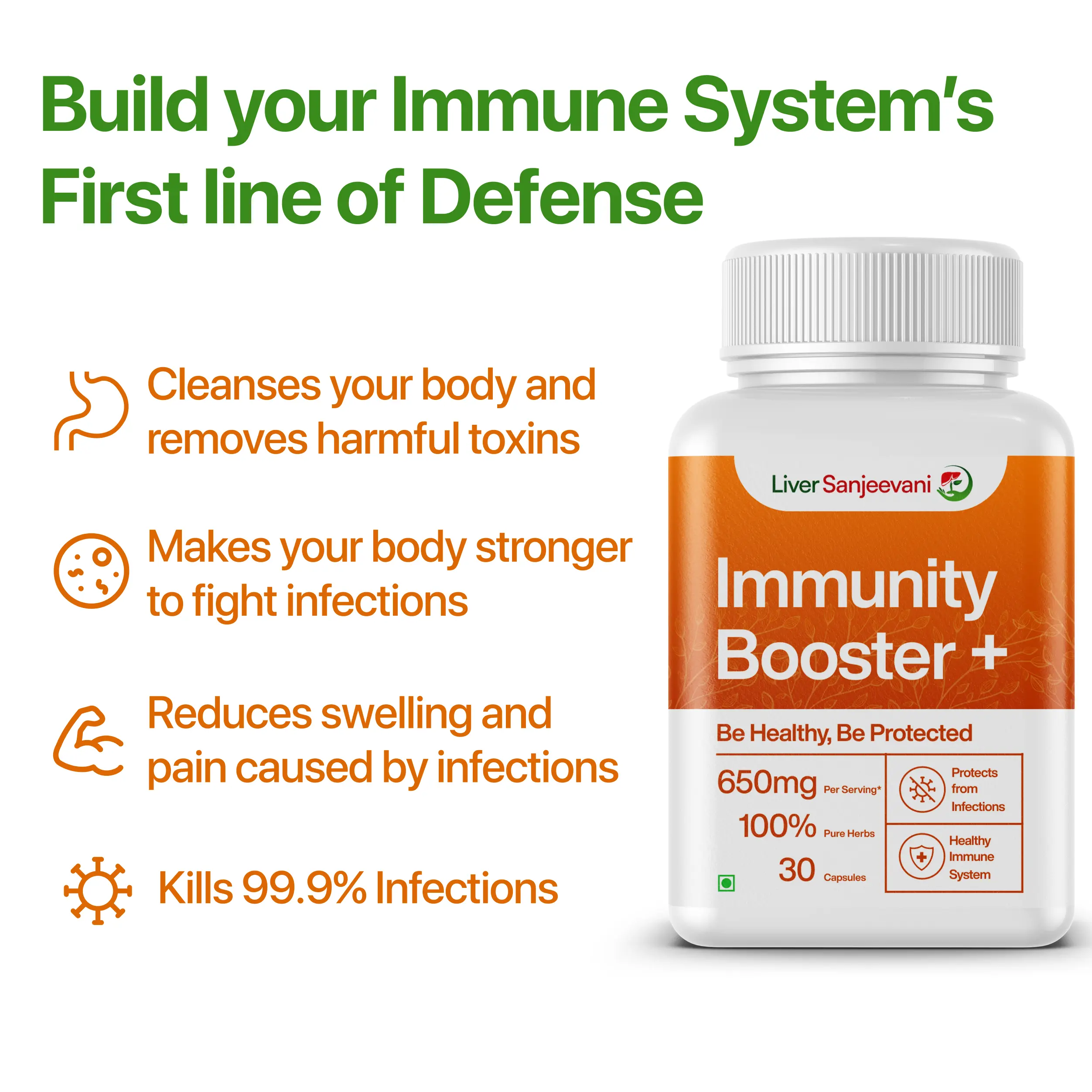 Immunity Booster 650mg - Amla Giloy Tulsi Ayurvedic Capsules for Natural Detox & Liver Support