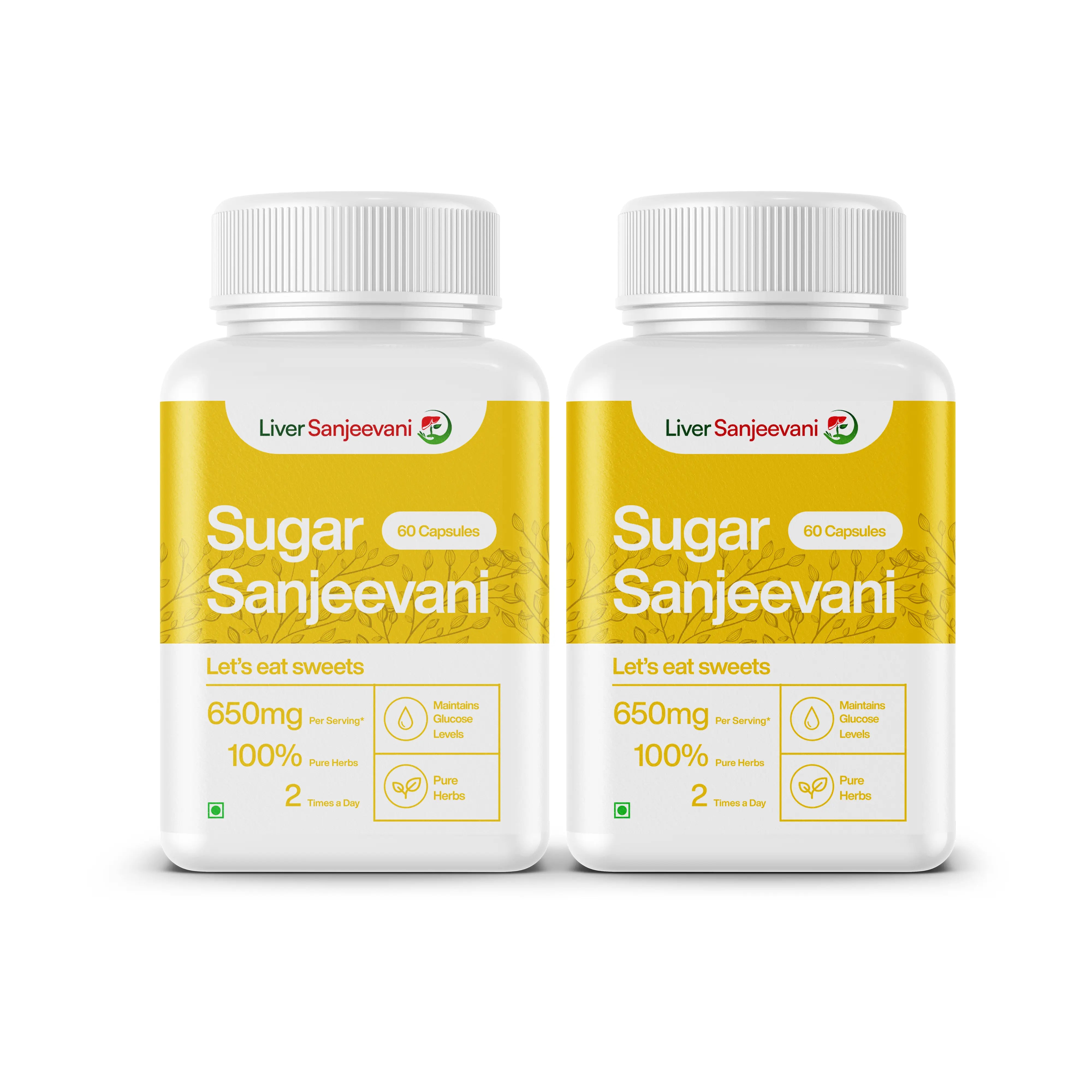 Sugar Sanjeevani Ayurvedic with Natural Herb Extracts | 650mg Capsules | INDIA ONLY