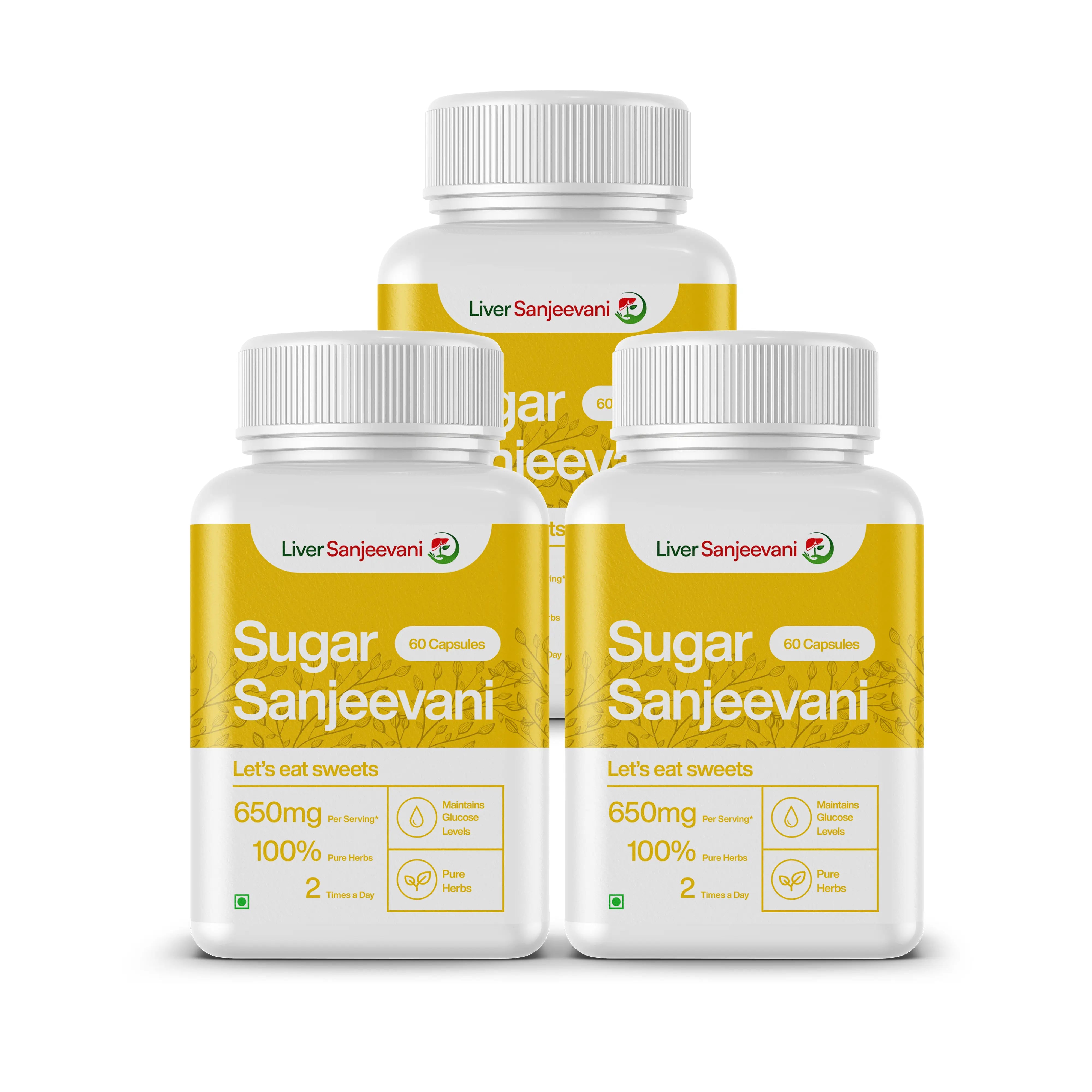 Sugar Sanjeevani Ayurvedic with Natural Herb Extracts | 650mg Capsules | INDIA ONLY