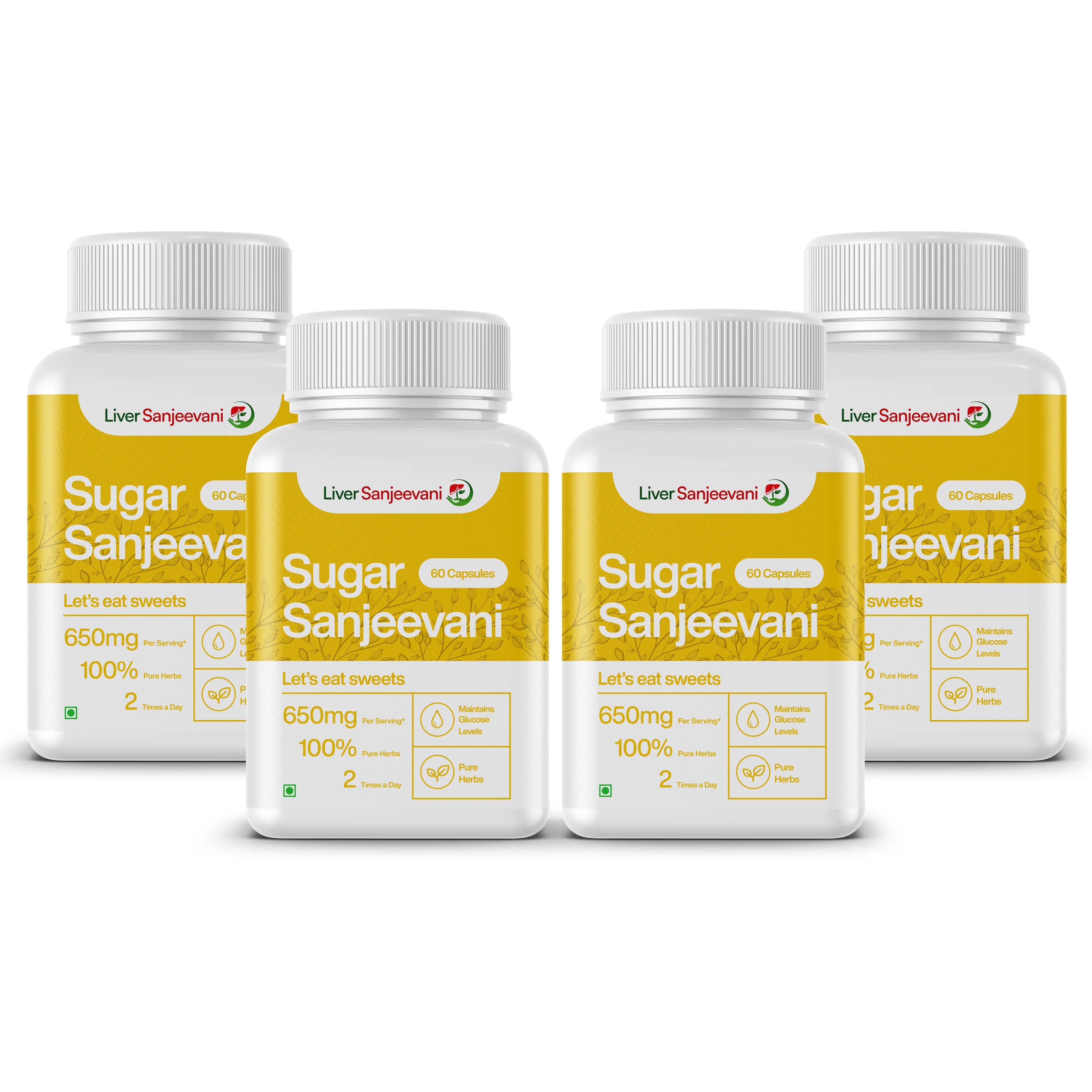 Sugar Sanjeevani Ayurvedic with Natural Herb Extracts | 650mg Capsules | INDIA ONLY
