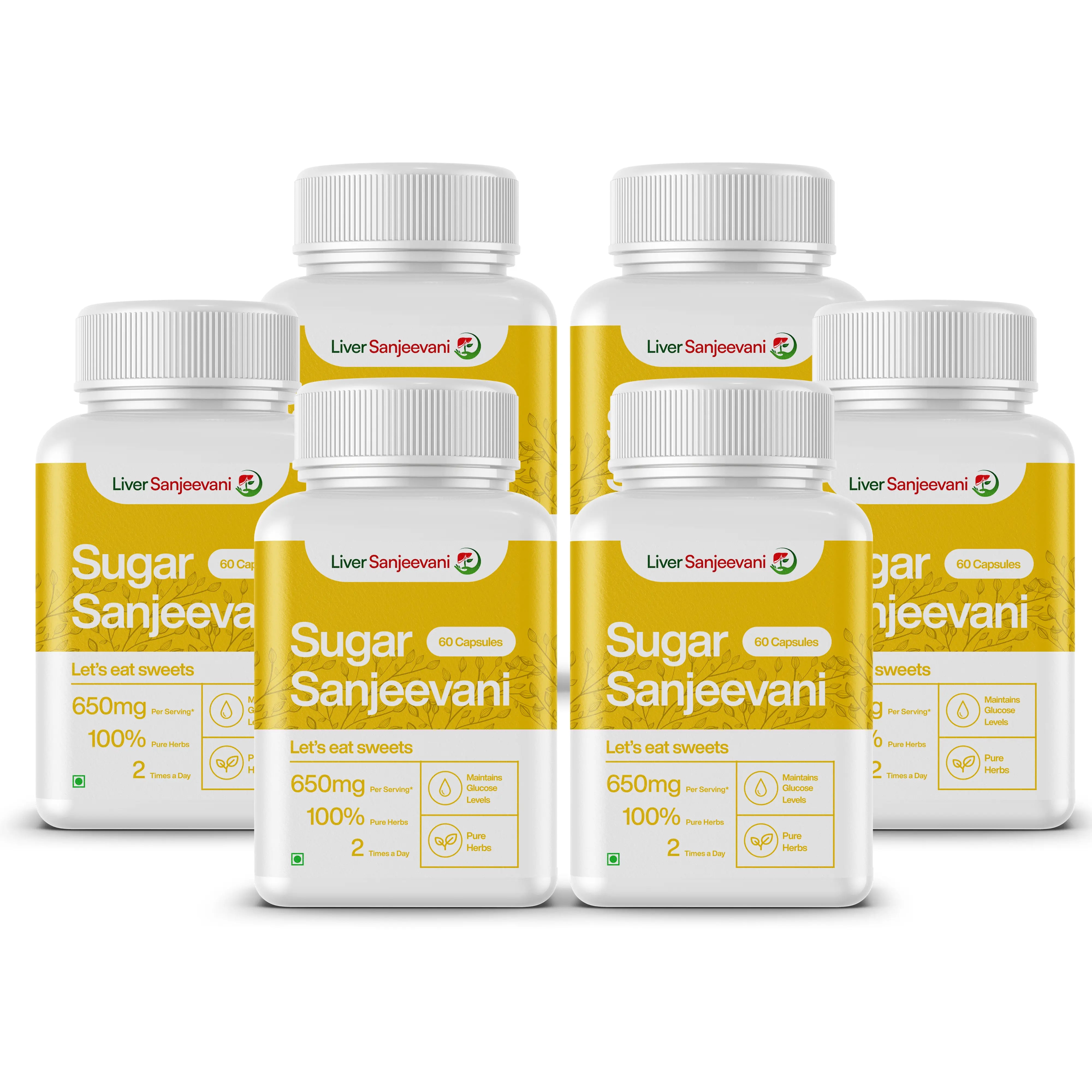 Sugar Sanjeevani Ayurvedic with Natural Herb Extracts | 650mg Capsules | INDIA ONLY