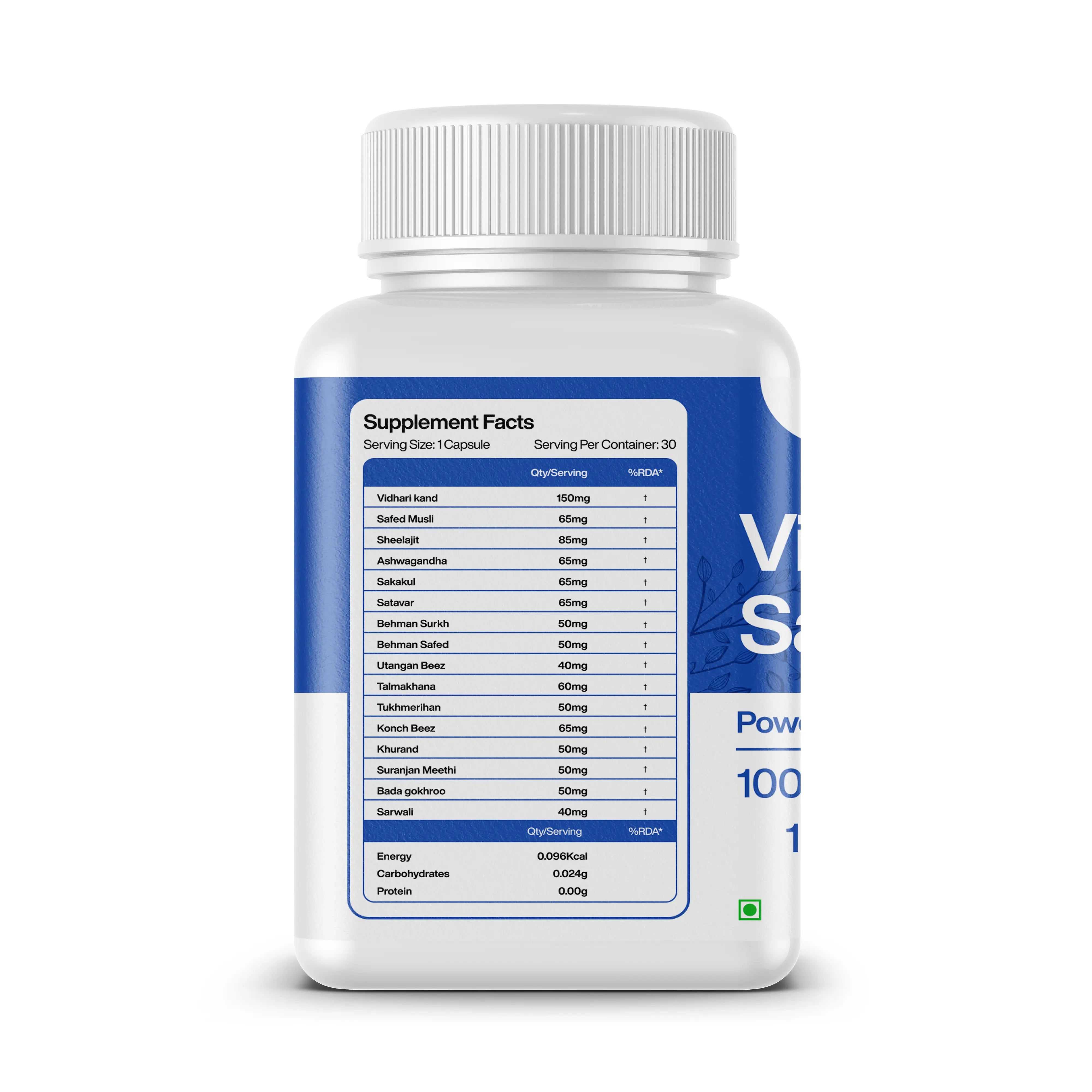 Vital Sanjeevani Ayurvedic Supplement with 650mg Herb Extracts | 30 Capsules | INDIA ONLY