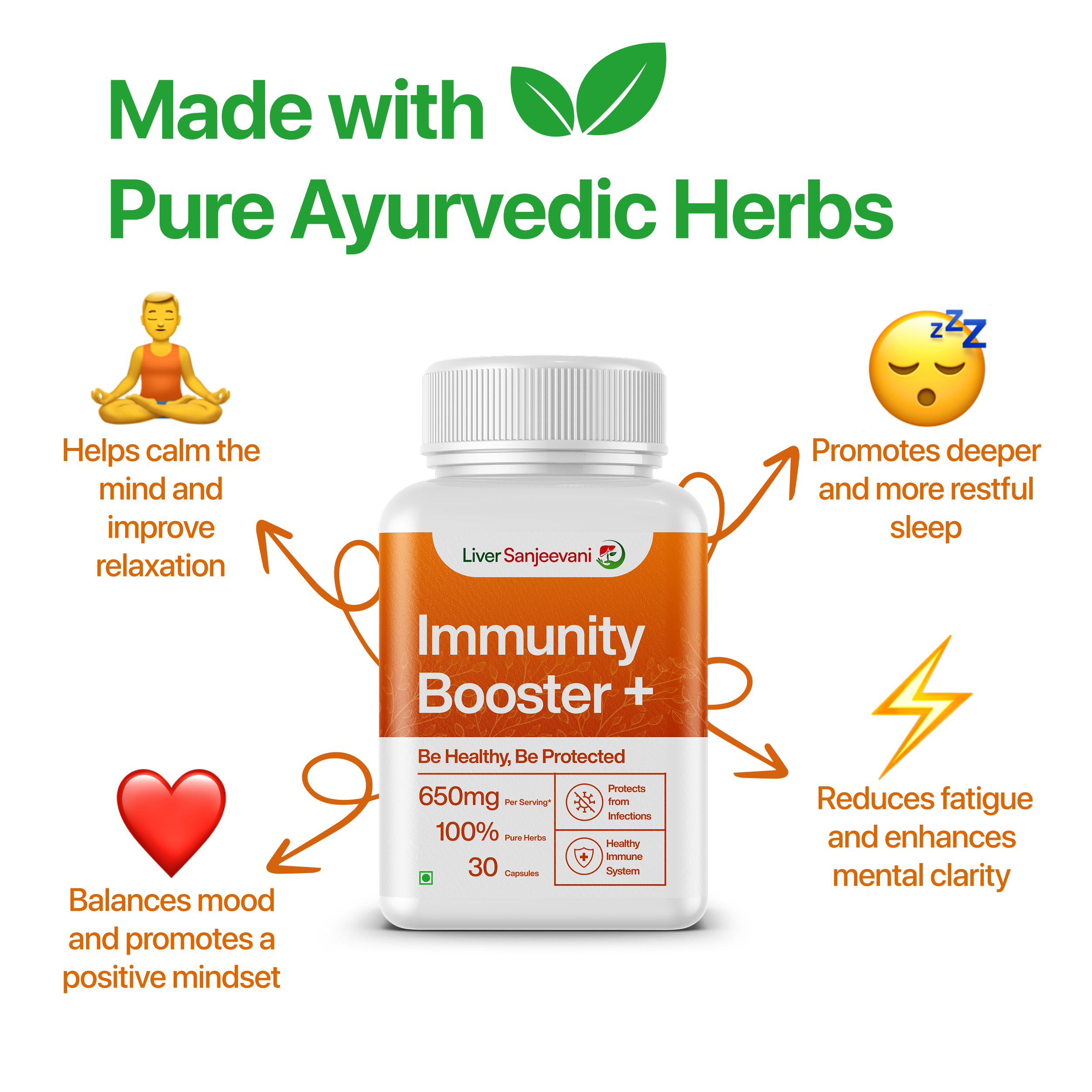 Immunity Booster 650mg - Amla Giloy Tulsi Ayurvedic Capsules for Natural Detox & Liver Support